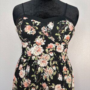 Xhilaration Black w/ White and Pink Floral Bodice Maxi Dress - Women's XL